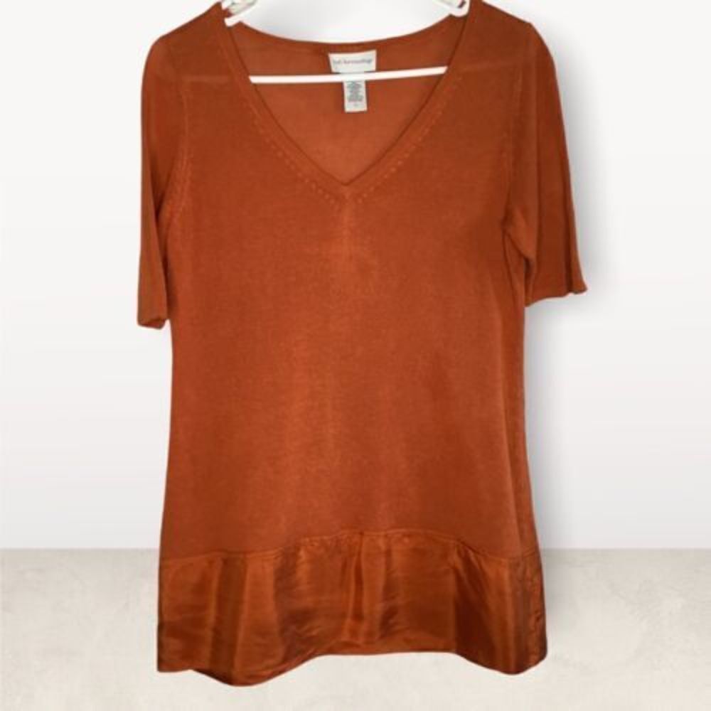 Soft Surroundings Women’s Linen Silk Knit Short Sleeve Tunic Blouse Top‎ Sz PS